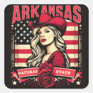 Sticker Carré Arkansas Cowgirl