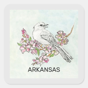 Sticker Carré Arkansas État oiseau et fleur