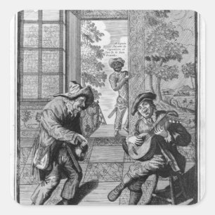 Sticker Carré Arlequin et Scaramouche