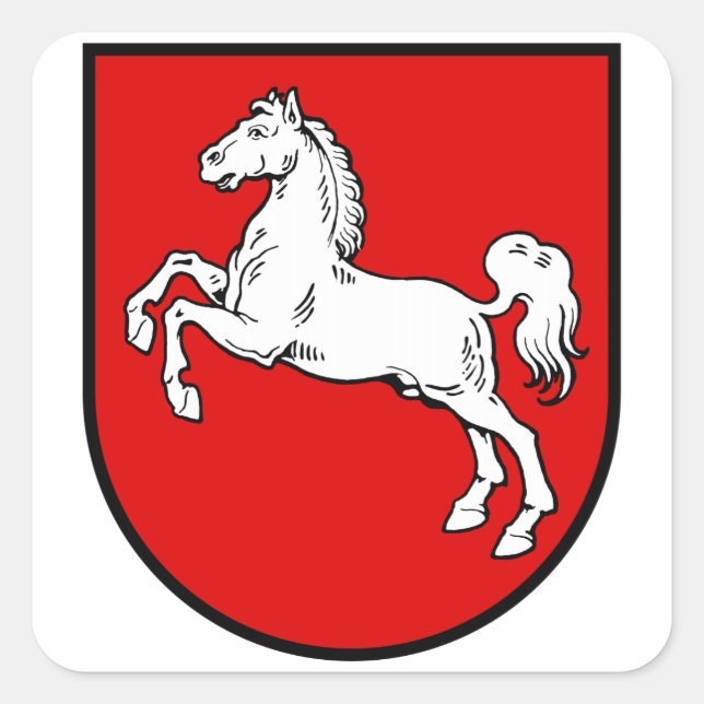 Sticker Carré Armoiries de Basse-Saxe (Allemagne) (Devant)