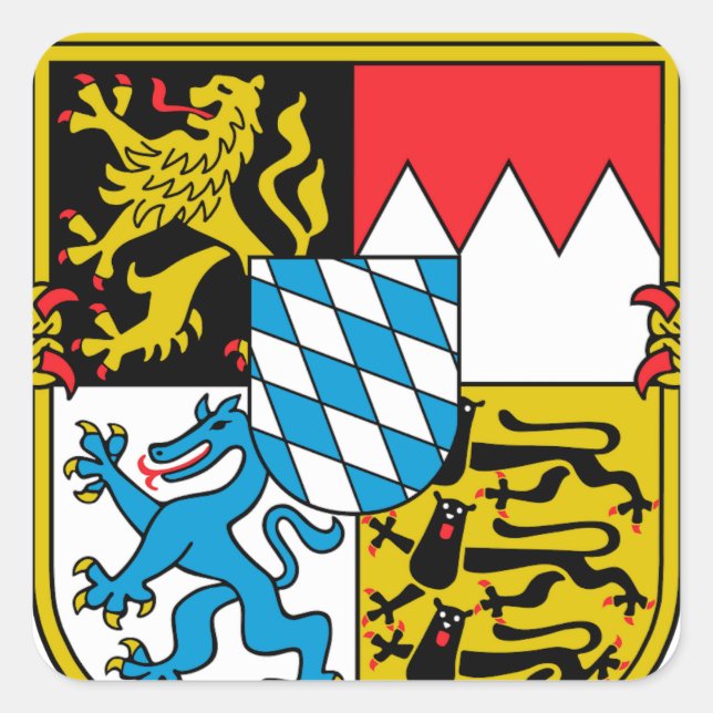 Sticker Carré Armoiries de Bavière (Allemagne) (Devant)