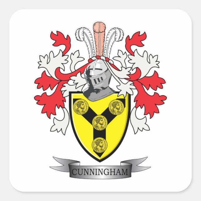 Sticker Carré Armoiries de Cunningham Family Crest (Devant)