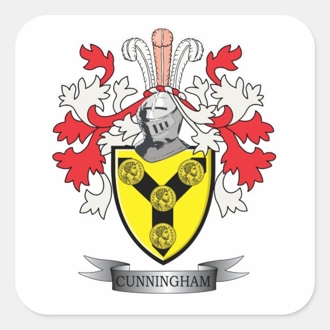 Sticker Carré Armoiries de Cunningham Family Crest (Devant)