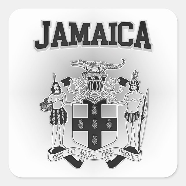Sticker Carré Armoiries de Jamaïque (Devant)