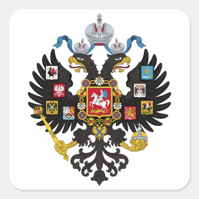Sticker Carré Armoiries de l'Empire russe 1883 (Devant)