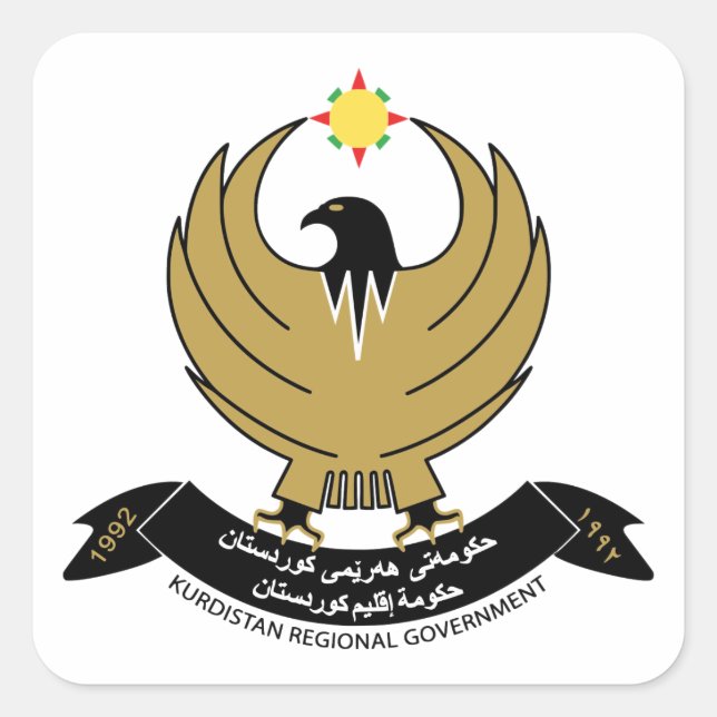 Sticker Carré Armoiries du Kurdistan (Devant)