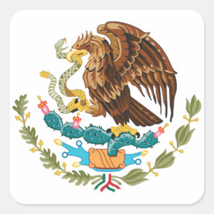 Sticker Carré Armoiries du Mexique - Drapeau du Mexique