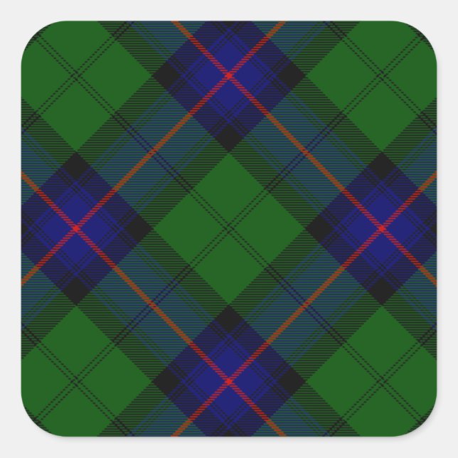 Sticker Carré Armstrong clan tartan bleu vert plaid (Devant)