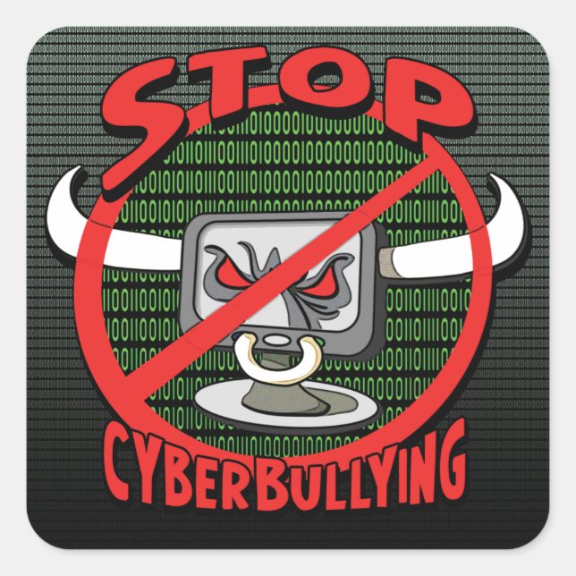 Sticker Carré Arrêter la cyberintimidation (Devant)