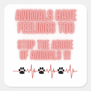 Sticker Carré arrêter l'abus d'animaux