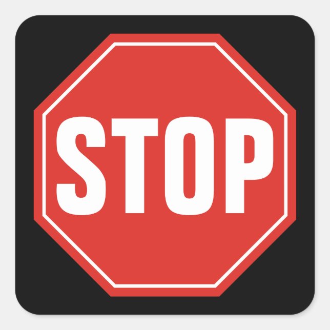 STICKER CARRÉ ARRÊTER LE SIGNE (Devant)