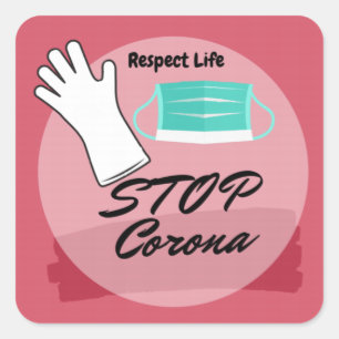 Sticker Carré Arrêter le virus Corona