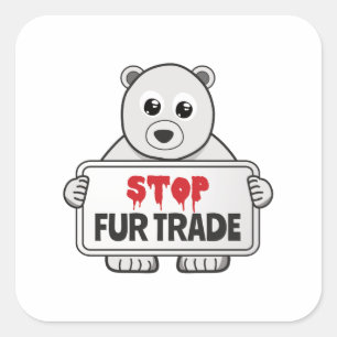 Sticker Carré Arrêtez le commerce de fourrure triste ours polair