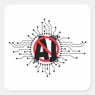 Sticker Carré Arrêtez, n'utilisez pas l'intelligence artificiell