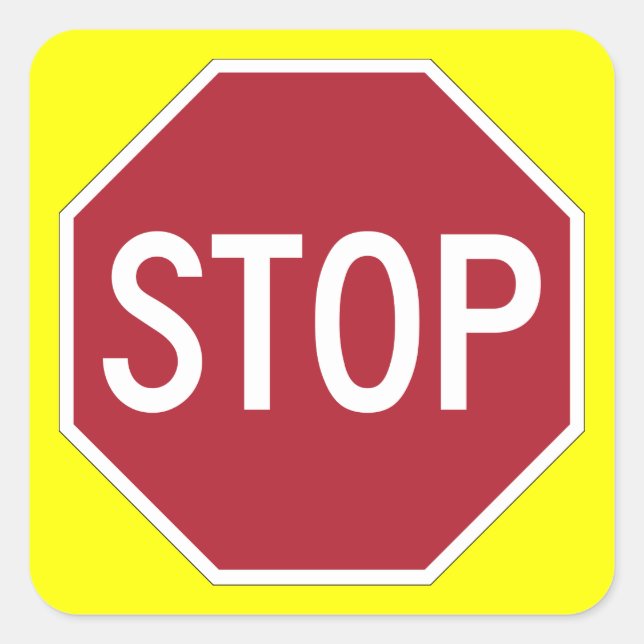Sticker Carré Arrêtez se connectent le jaune (Devant)
