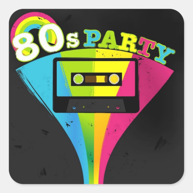 Sticker Carré arrière - plan de fête des années 80 (Devant)