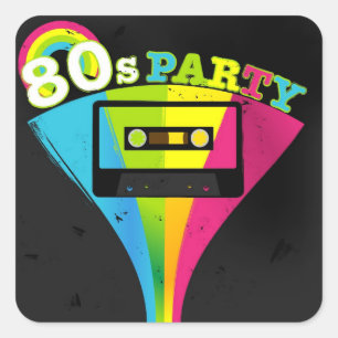 Sticker Carré arrière - plan de fête des années 80