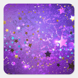 Sticker Carré Arrière - plan de feuille violet avec étoiles