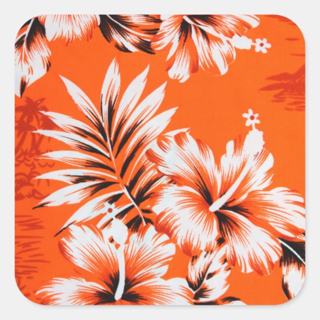 Sticker Carré Arrière - plan de fleur d'Hibiscus hawaïen (Devant)