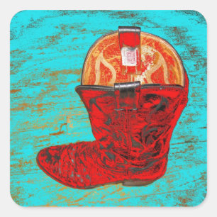 Sticker Carré Arrière - plan rouge de turquoise d'autocollants