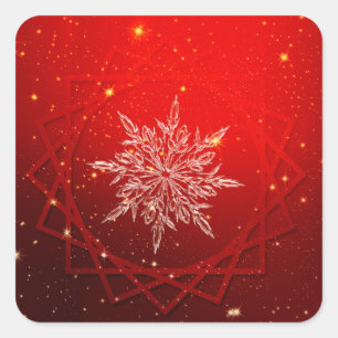Sticker Carré arrière - plan rouge neige de Noël