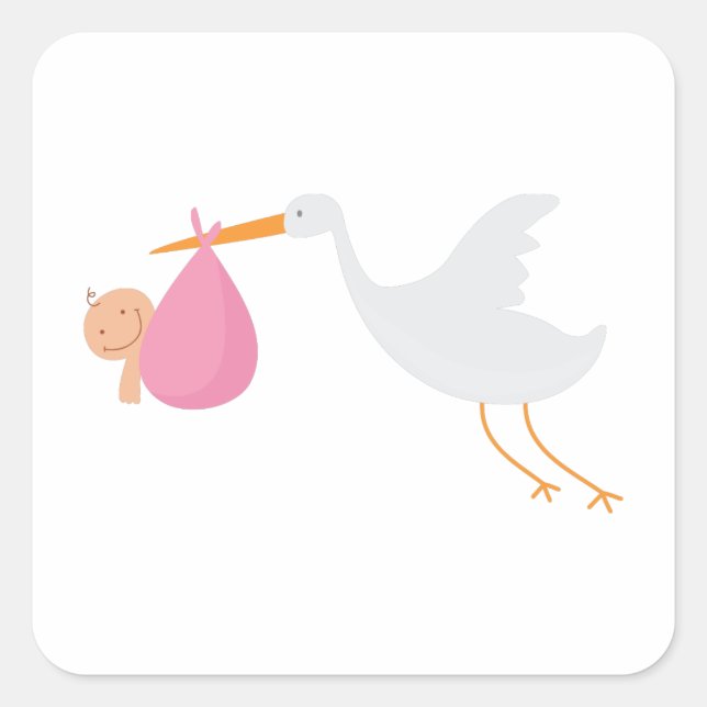 Sticker Carré Arrivée de la cigogne (Devant)