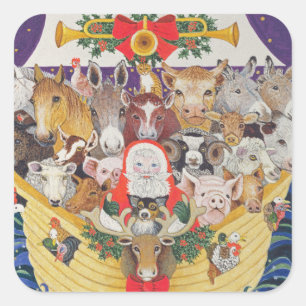 Sticker Carré Arrivée Noël