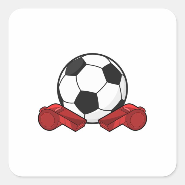 Sticker Carré Arrivée sifflet & balle de football (Devant)