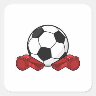Sticker Carré Arrivée sifflet & balle de football