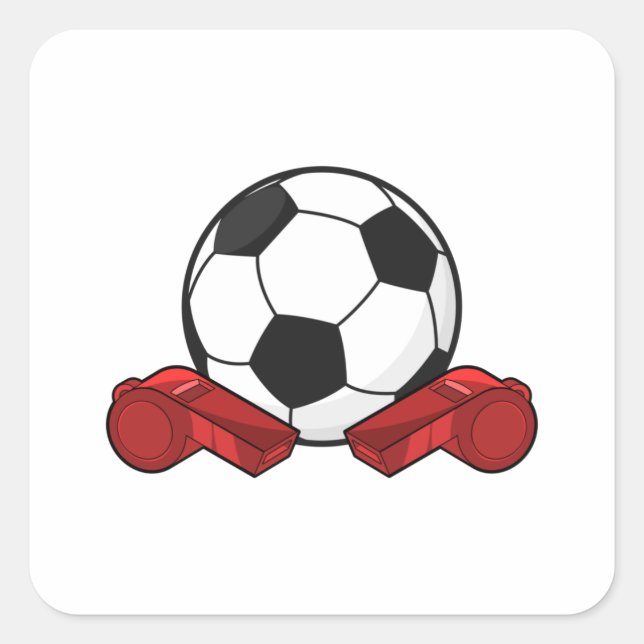 Sticker Carré Arrivée sifflet & balle de football (Devant)