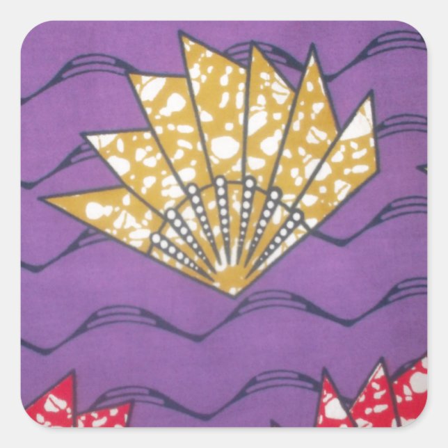 Sticker Carré Art africain Abstrait : Vagues de passion violette (Devant)