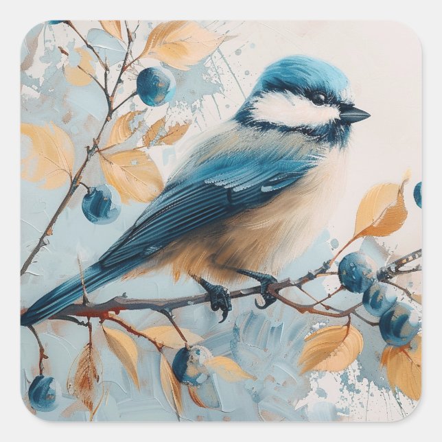 Sticker Carré Art d'aquarelle Blue Jay (Devant)