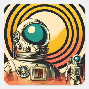 Sticker Carré Art d'atterrissage des astronautes du milieu du si