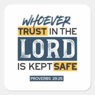 Sticker Carré Art de citation biblique - Proverbes 29:25 Confian