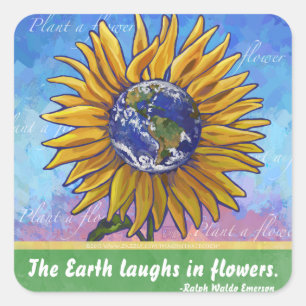 Sticker Carré Art de la Terre de tournesol