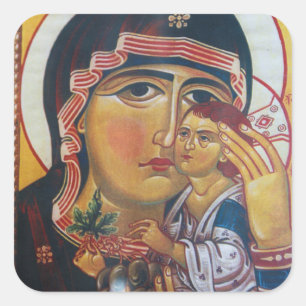 Sticker Carré Art de Marie Mère et Jésus