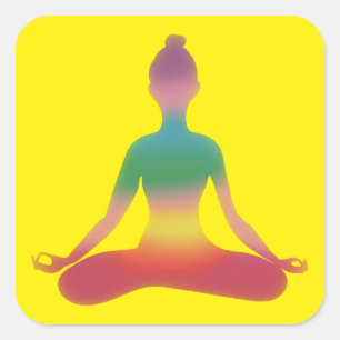 Sticker Carré Art de yoga méditatif
