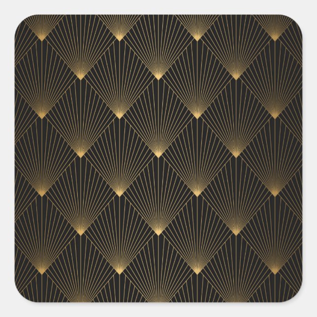 Sticker Carré Art Déco : L'élégance de l'or noir. (Devant)