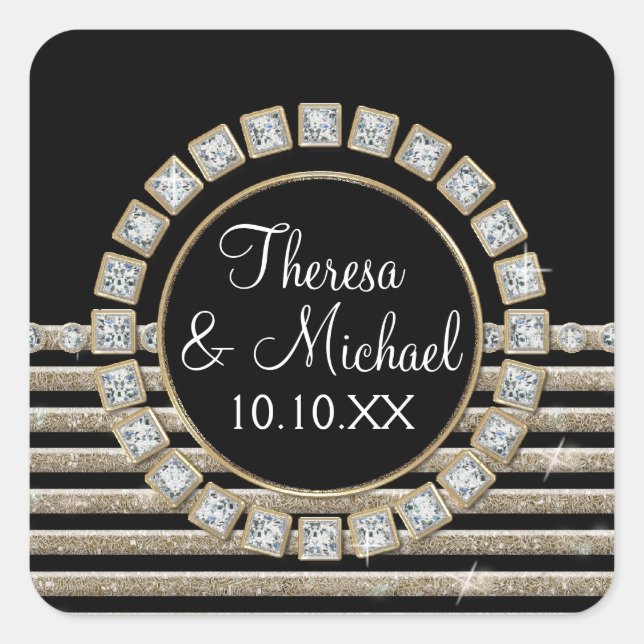 Sticker Carré Art Déco Moderne Horizontale Parties scintillant e (Devant)