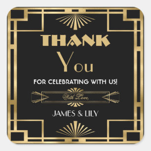 Sticker Carré Art Déco vintage Gatsby Roaring 20s Anniversaire d