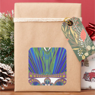 Sticker Carré Art Décoratif Bleu d'Afrique Design Imprimer