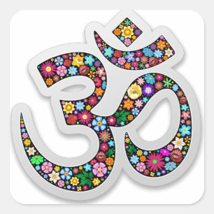 Sticker Carré Art du symbole floral Namaste