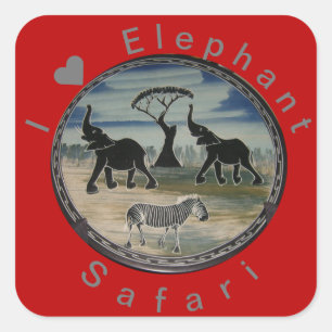 Sticker Carré Art Eléphant Africain