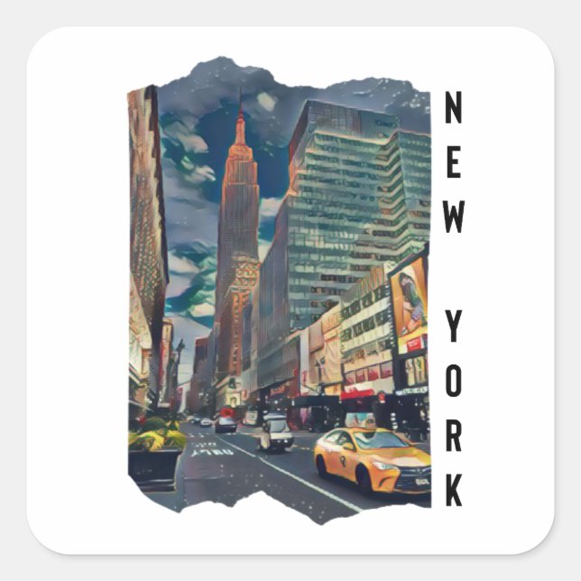 Sticker Carré Art esthétique de New York (Devant)