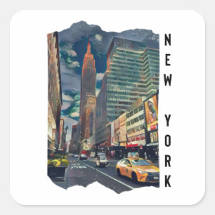 Sticker Carré Art esthétique de New York