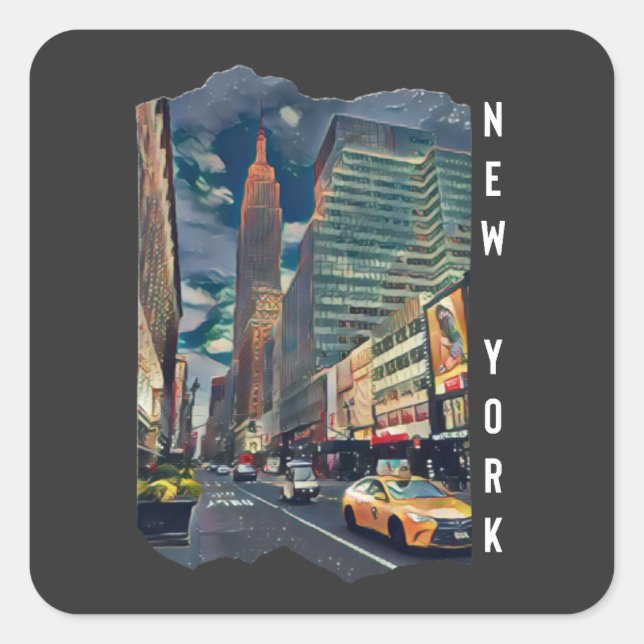 Sticker Carré Art esthétique de New York (Devant)