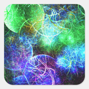 Sticker Carré Art fractal énergétique néon électrique