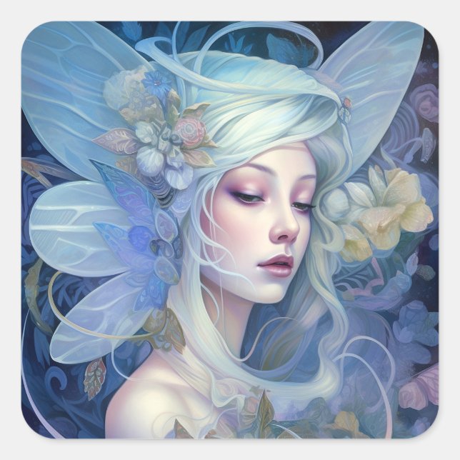 Sticker Carré Art Imaginaire Fairy Bleu (Devant)