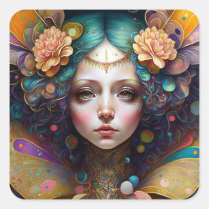 Sticker Carré Art Imaginaire Fairy Trippy