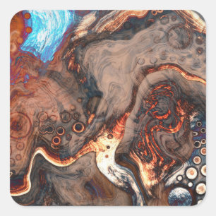 Sticker Carré Art moderne Brown, bleu et orange